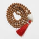 5 Face Rudraksha Mala with gemstone pendant Rudraksha Mala with White Agate Pendant